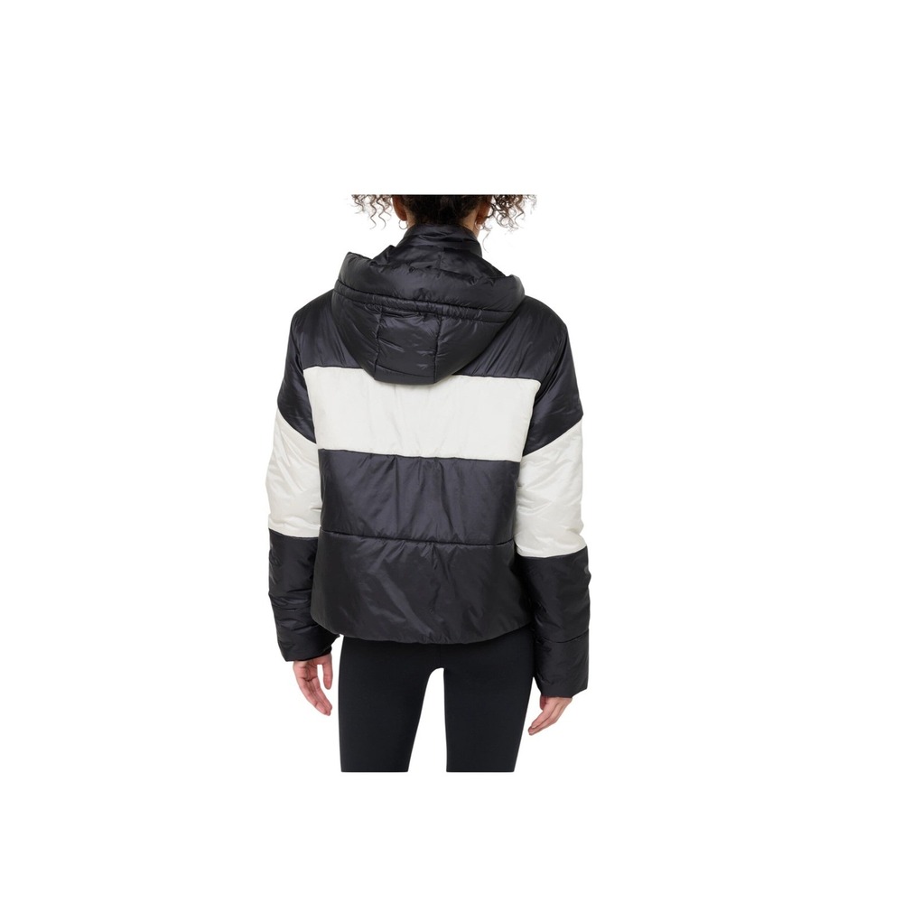Spiritual Gangster Aero Puffer Jacket Hooded Colorblock Black White L MSRP $248 - Picture 2 of 7